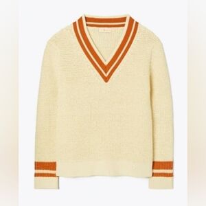 Tory Burch Vintage Cricket Sweater in Classic Vintage Ivory Wool blend small